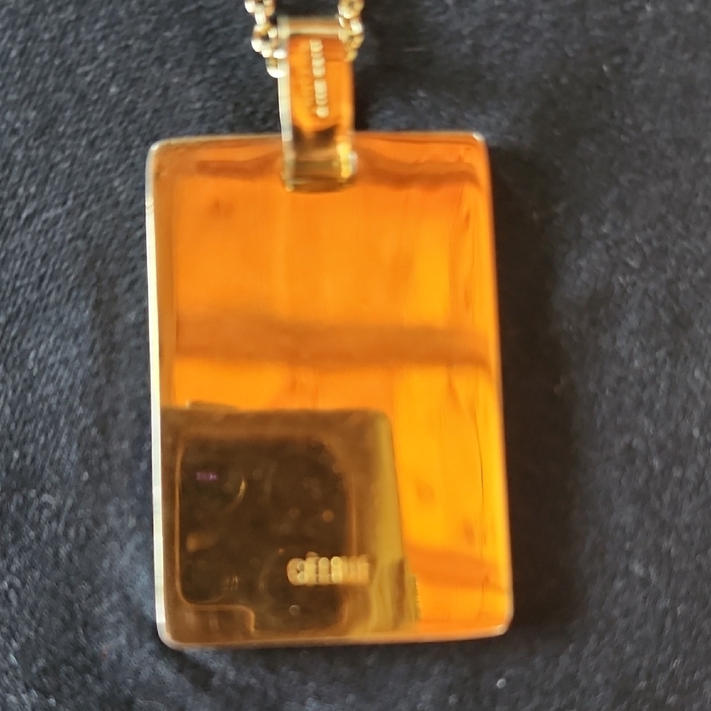 Gold Rectangular Pendant Necklace - image 3